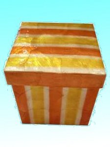 Lot de 6 boîtes capiz GM orange rayé