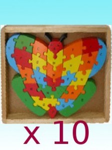 Lot de 10 puzzles papillon alphabet