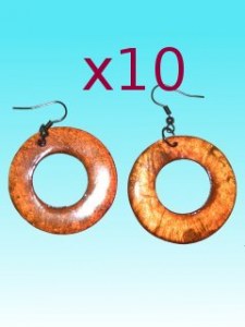 Lot de 10 Boucles d'oreille ronde orange en capiz