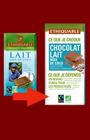 Chocolat  lait noix de coco ETHIQUABLE