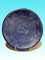 Assiette plate GM kisii bleu poisson