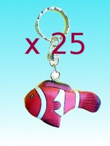 Lot de 25 porte clés poisson clown