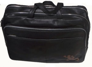 Sac de voyage en cuir noir motif gecko