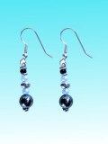 Boucles d'oreille du kenya perles noires et argent