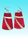 Boucles d'oreille capiz rouge avec fibres d'abaca 