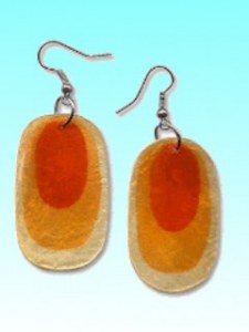  Boucles d'oreille capiz orange ovale env 3cm 