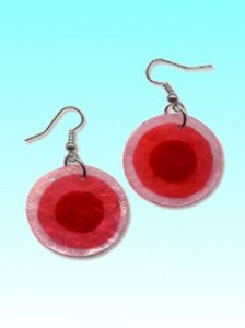  Boucles d'oreille capiz rond rose env 3cm 