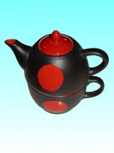 Tasse theière rouge et noire