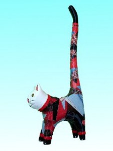 Chat porte bague papier journal PM 20 cm