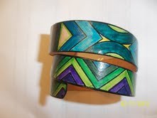 bracelet cuir spirale vert et bleu
