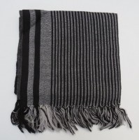 Etole 100% laine 180x 50 cm gris et noir rayé