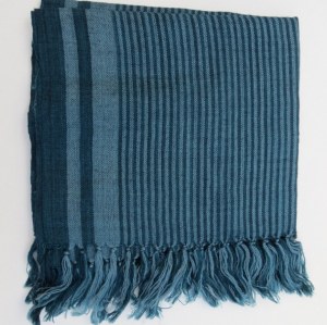 Etole 100% laine 180x 50 cm bleu pétrole rayé