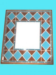 Miroir carré mosaïque bleu
