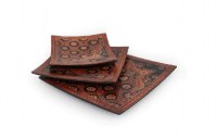 plat carré batik motifs orangés PM 16x15.5 cm 