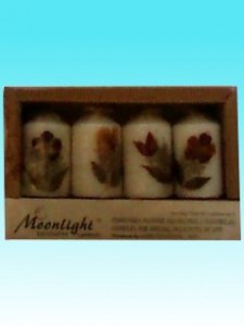 Bougies pilier fleurs lot de 4