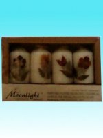 Bougies pilier fleurs lot de 4