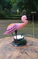 bougeoir flamant rose en métal recyclé 10 cm