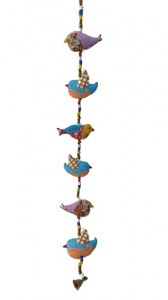 Suspension oiseaux patchwork env 100 cm en coton