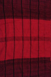 Etole 100% coton rouge rayures noires 180 x 40 cm