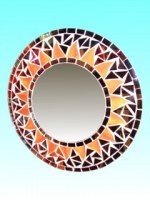 Miroir rond mosaïque orange