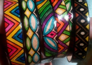 Leather bangle batik by 6 