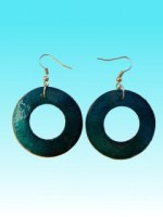 Boucles d'oreille ronde turquoise en capiz