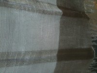 Scarf 100% linnen grey blue  with brown stripes 180 x 40 cm