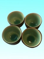 Lot de 4 tasses à thé turquoise craquelé 