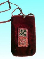 Sacoche portable velours  motif Hmong