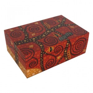Rectangular artistic redish box Ylang Yalng wood 20x13 cm