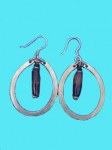 Boucles d'oreilles ovales dorées  pendentif bois