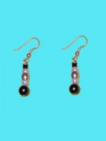 Boucles d'oreilles  perles blanches et noires