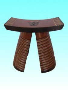 Tabouret siège ashanti brun masque