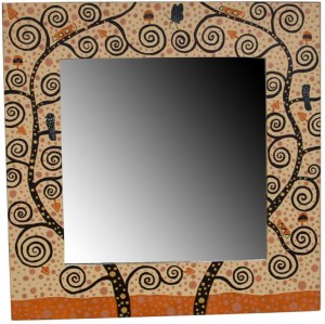 Miroir carré artistique dominante BEIGE 