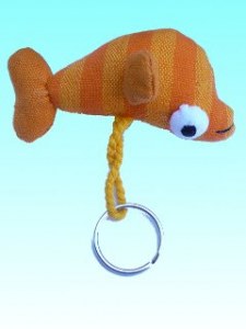 Porte clé poisson orange en coton 